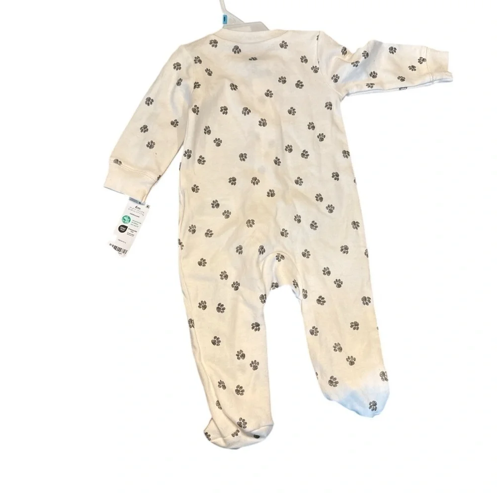 Carter's White and Gray Paw Print Baby Onesie
